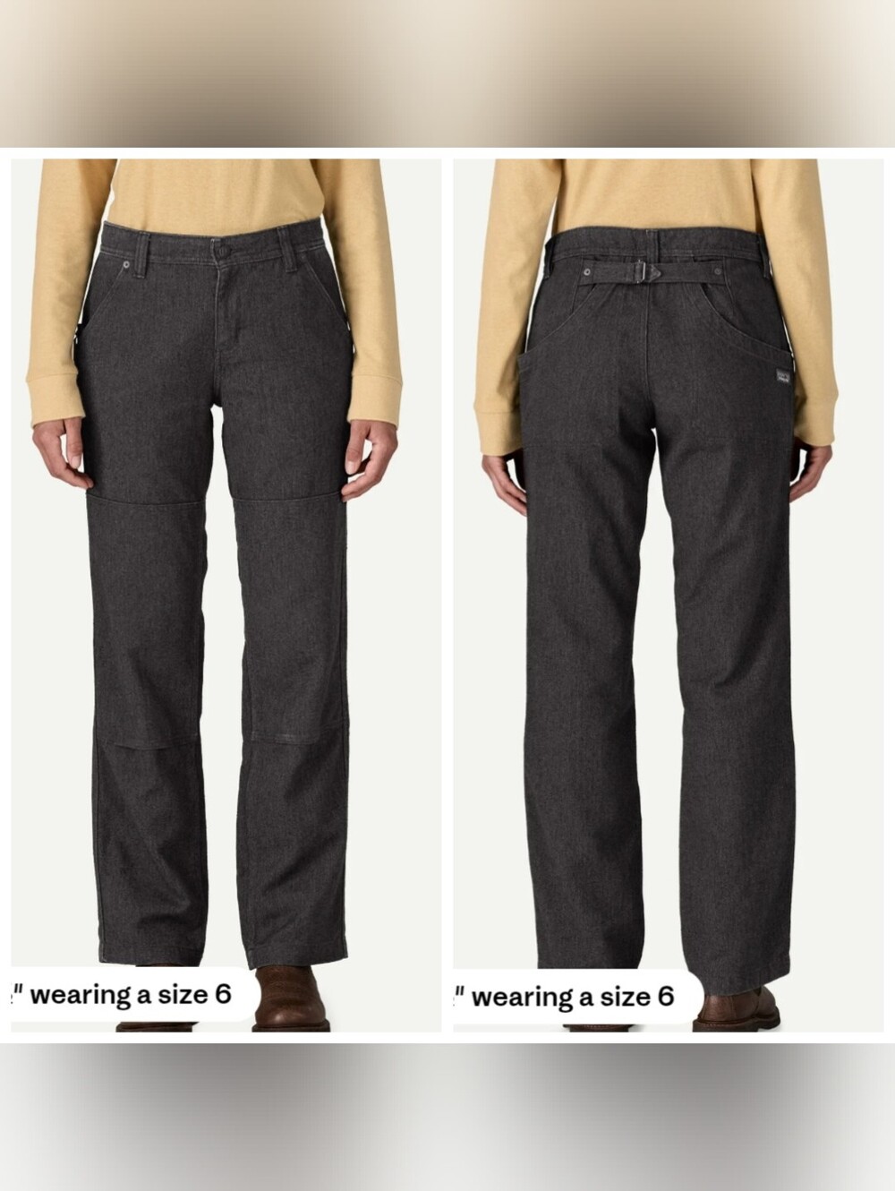 Patagonia Workwear Hemp Blend Pants Size 10 Black Straight Leg Utility Outdoor